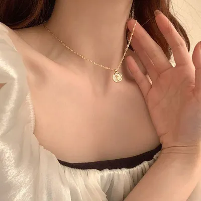 Korean Style Rose Flower Pendant Necklace  